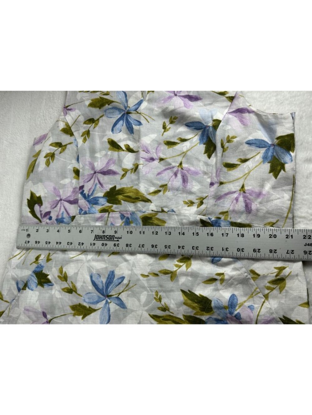 J. Jill Love Linen Womens Floral Sleeveless Dress Large Purple Blue Botanical - Picture 9 of 10